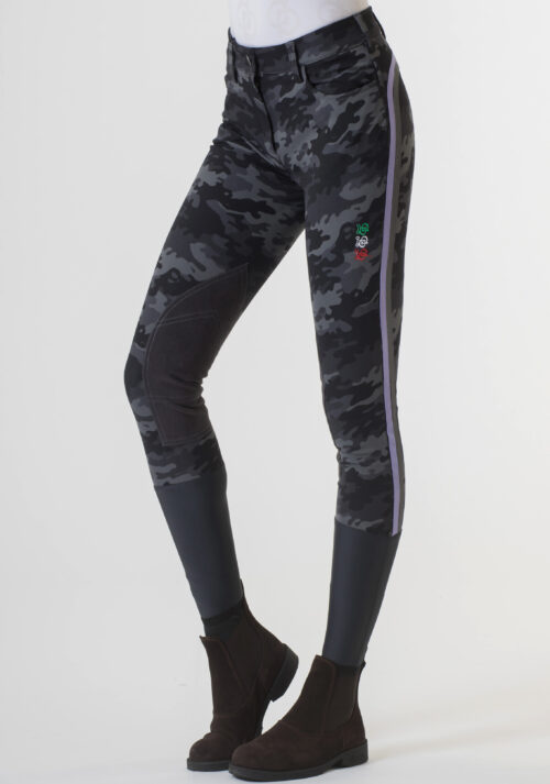 Pantalone equitazione no grip donna camouflage di Accademia Italiana