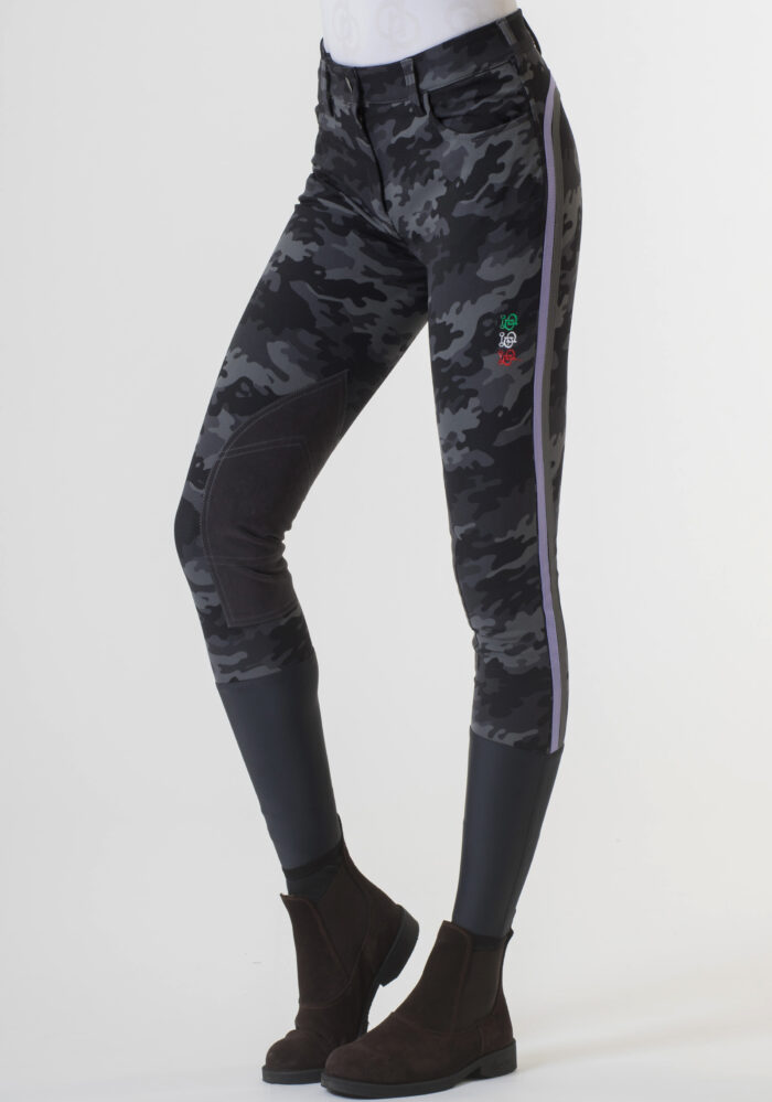 Pantalone equitazione no grip donna camouflage di Accademia Italiana