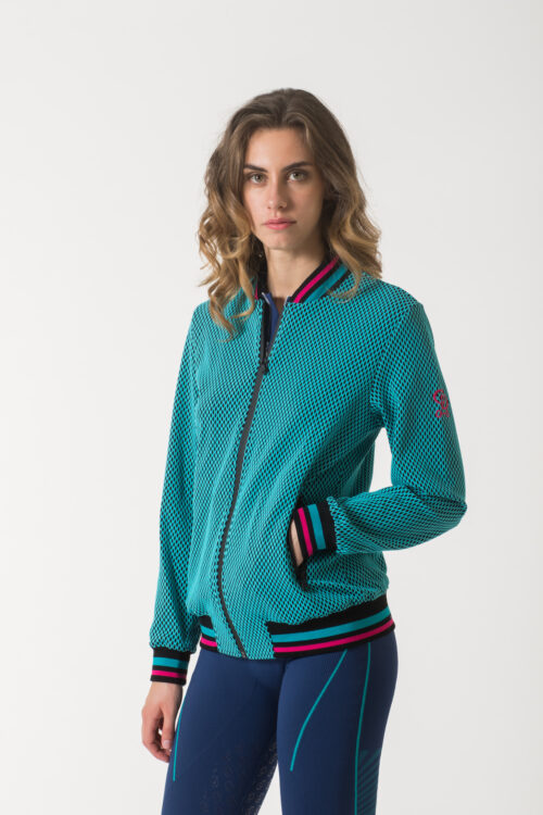 Felpa tecnica donna Grid con zip frontale e tasche con zip, design moderno e dettagli a contrasto, Accademia Italiana.