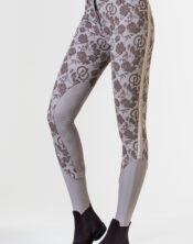 Pantalone equitazione donna Flora con grip in silicone, tessuto elasticizzato, e stampa floreale, ideale per attività equestre
