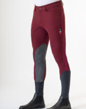 Pantalone da equitazione uomo Master Limited Grip Accademia Italiana, colore Bordeaux, con grip in silicone e bande a contrasto per cavaliere, comfort e prestazioni."