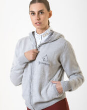 Felpa full zip e cappuccio Blush Accademia Italiana con ricamo cavallo e zip frontale